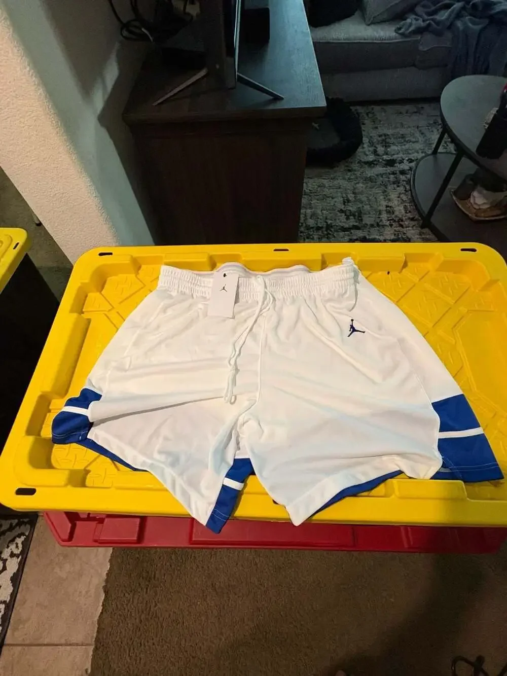 Jordan Men's Basketball Shorts FQ5375-108 White/Blue Size 3XL